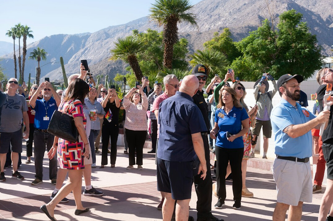 diverse group at public event